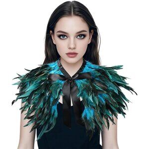 🆕Women Blue Cape Shawl Witch Shoulder Wrap Cosplay Costumes Halloween